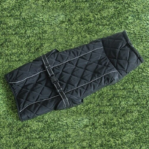 Warm Fleece Dog Jacket for Large Dogs Gray Quilted