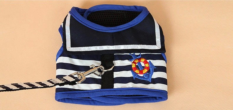 Adjustable Navy Dog Harness and Leash Set for Small and Medium Dogs Blue Color