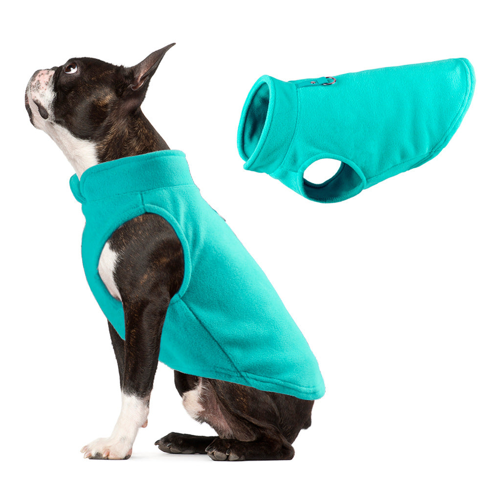 Dog Clothing Thickened Solid Color Fleece Pet Dog Supplies Aquamarine