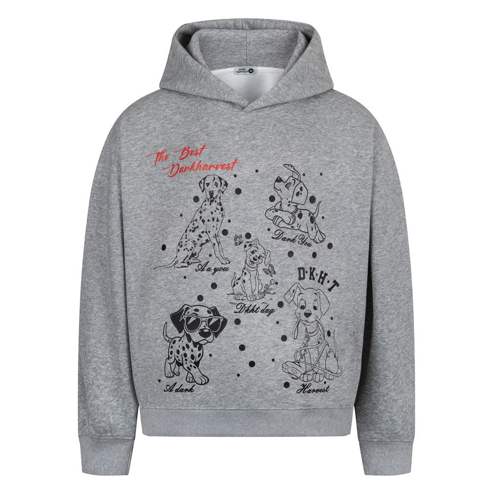 Animal Dog Printed Hoodie Gray Shirt