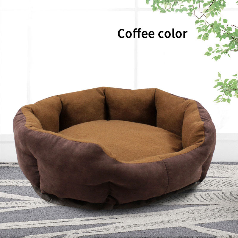 Dog Kennel Bed Four Seasons Removable And Washable Pad Small Large Dog Brown and rust