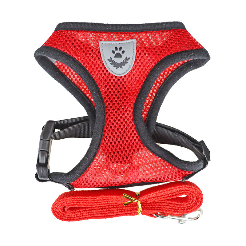 Dog Rope Pet Chest Harness Dog Collar Out Undershirt Type Dog Walker Dog Traction Rope Red