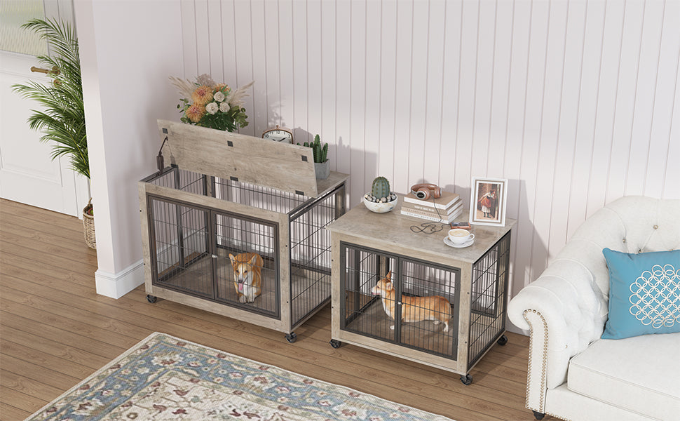 Furniture Style Dog Crate gray table top