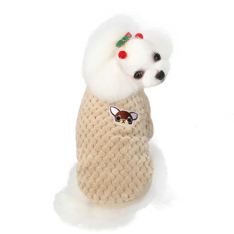 Winter Dog Plush Sweater Tan Color