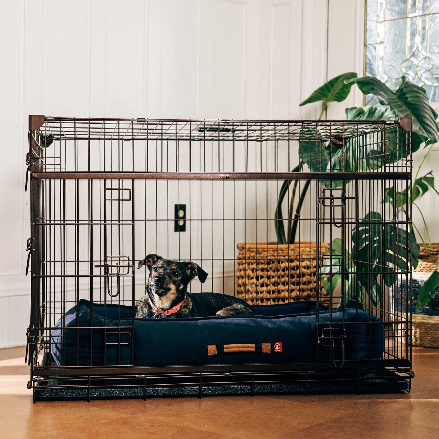 Lucky Dog Dwell Series 30 in. Crate with Sliding Door - Bronze Finish