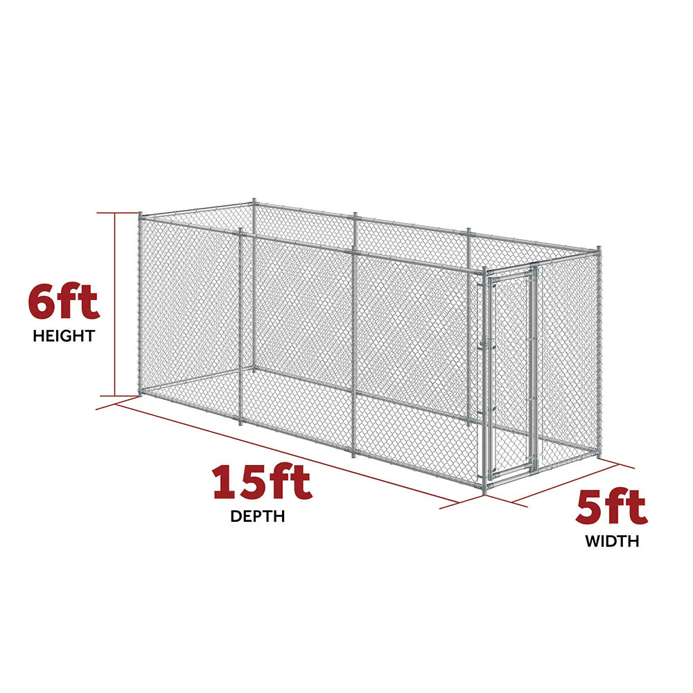 Lucky Dog® Galvanized Chain Link Kennel DIY Boxed 2in1 Kit - 10ft x 10ft or 5ft x 15ft