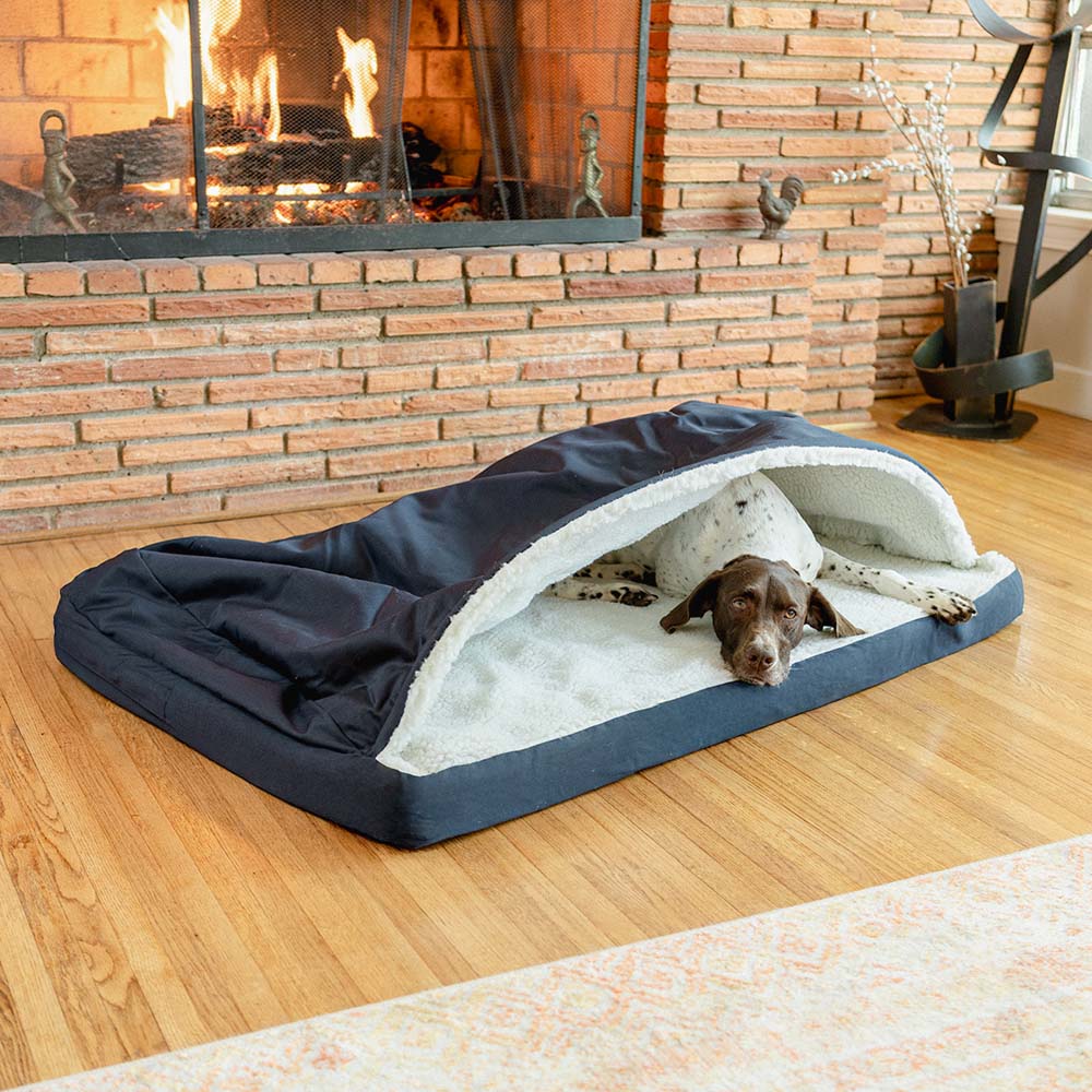 Cozy Orthopedic Rectangle Cave - Lg - Navy