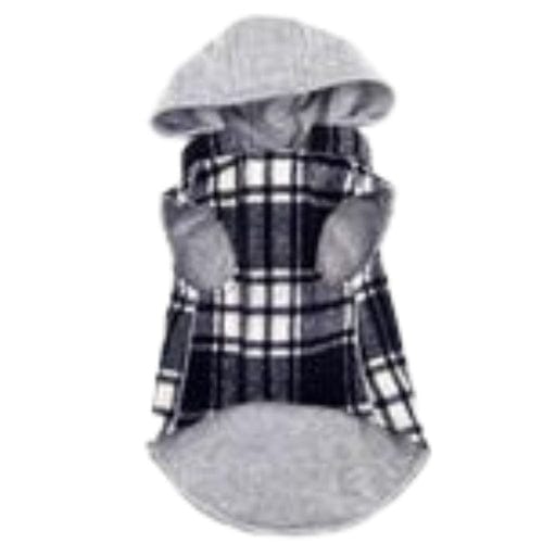Weekender Dog Sweatshirt Hoodie - Black and White Plaid Flannel XS - XL