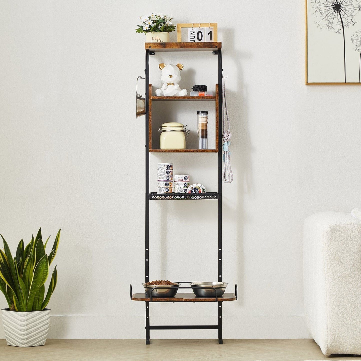 VEVOR Pet Feeding Station with Storage Dog Food & Toy Organizer Raised Dog Bowls Perfect for Apartments