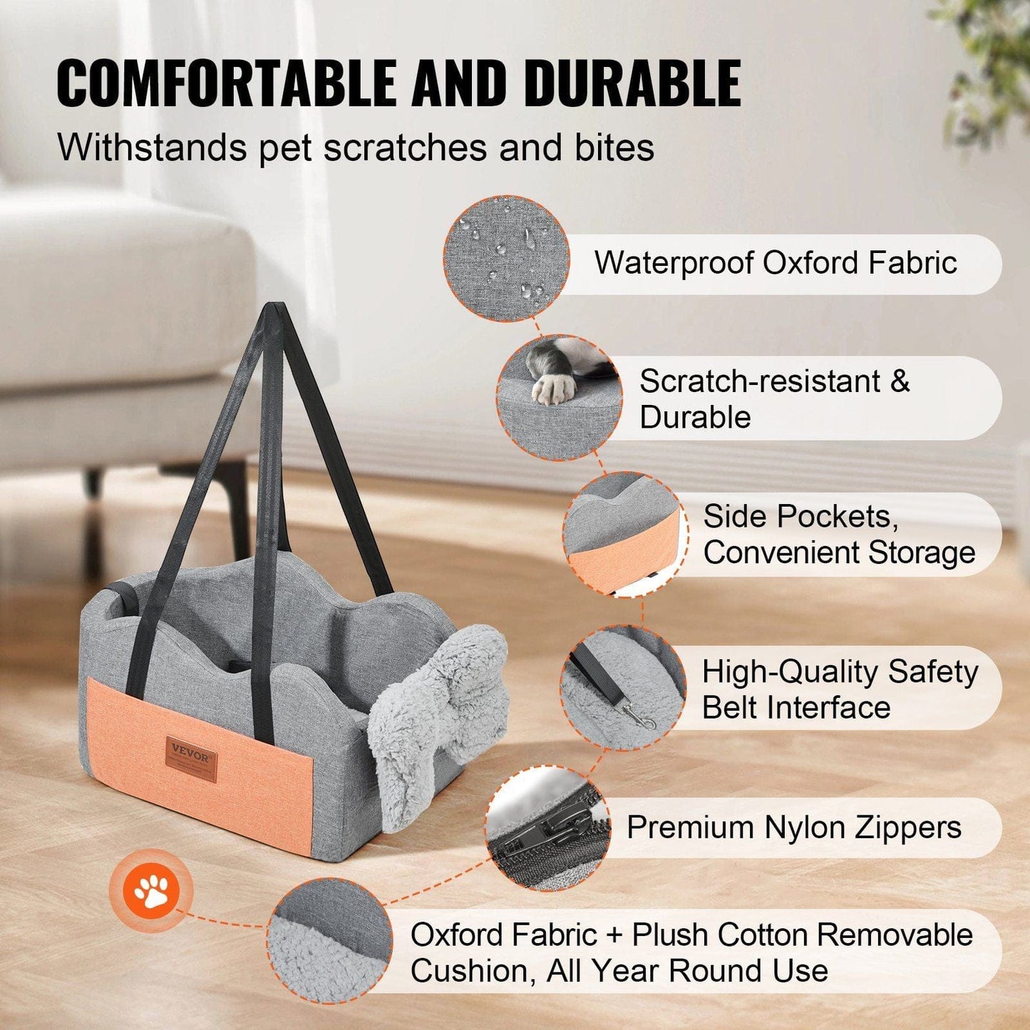 VEVOR Center Console Dog Car Seat Dog Booster Car Seat for Small Dog 8 lbs #3