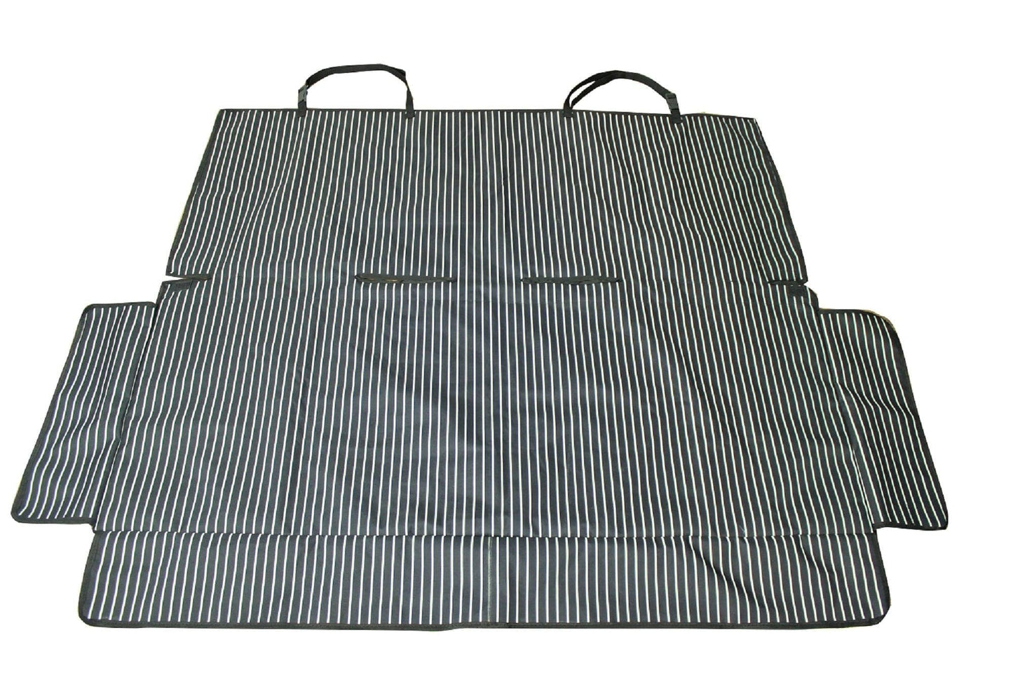 Pet Life Open Road Mess-Free Back Seat Safety Car Seat Cover Protector For Dog, Cats, And Children Black Stripe Flat View