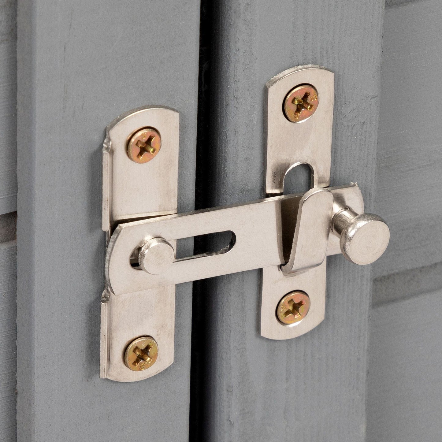 Wood Dog House, Outdoor Dog Kennel with Food Bowls, Storage Box, Vents, Openable Roof, Dog Pet Playpen Cage, Gray Latch View