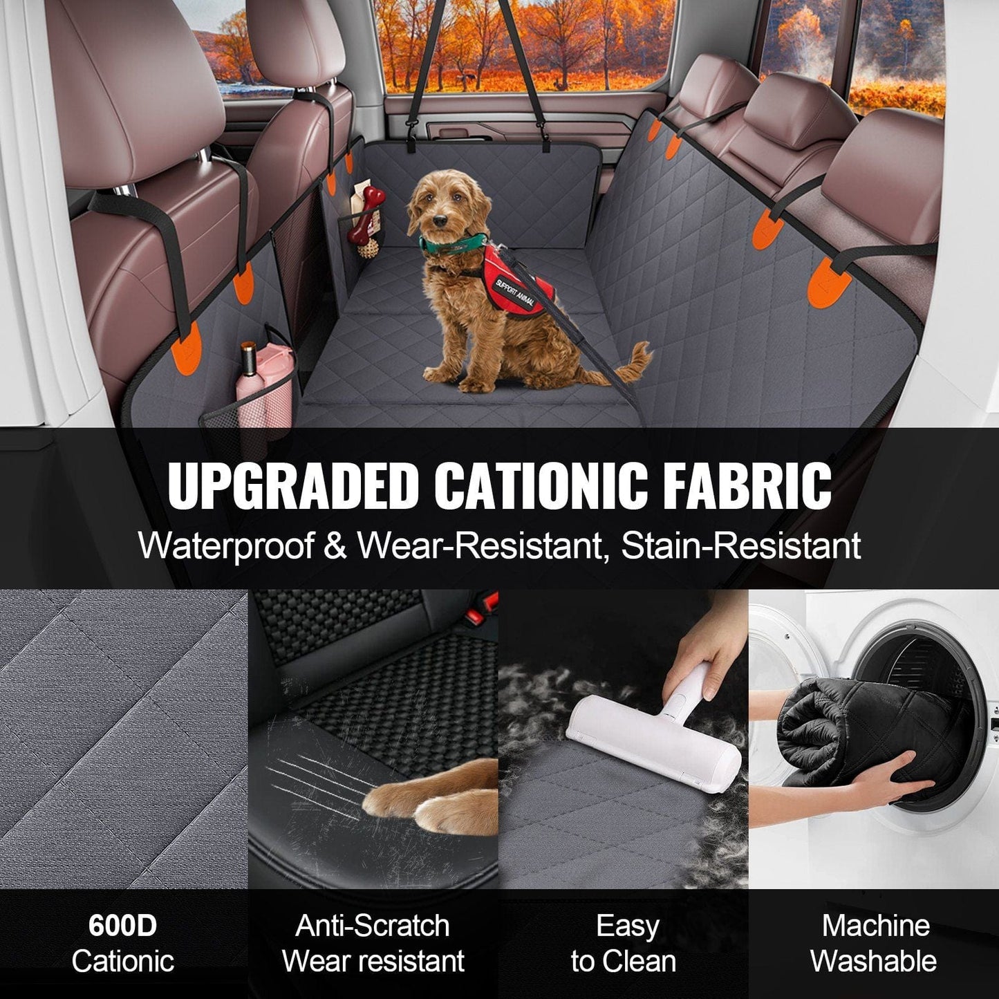 VEVOR 57.4 x 30.3 in Dog Car Seat Cover for Back Seat Waterproof 600D for Truck #5