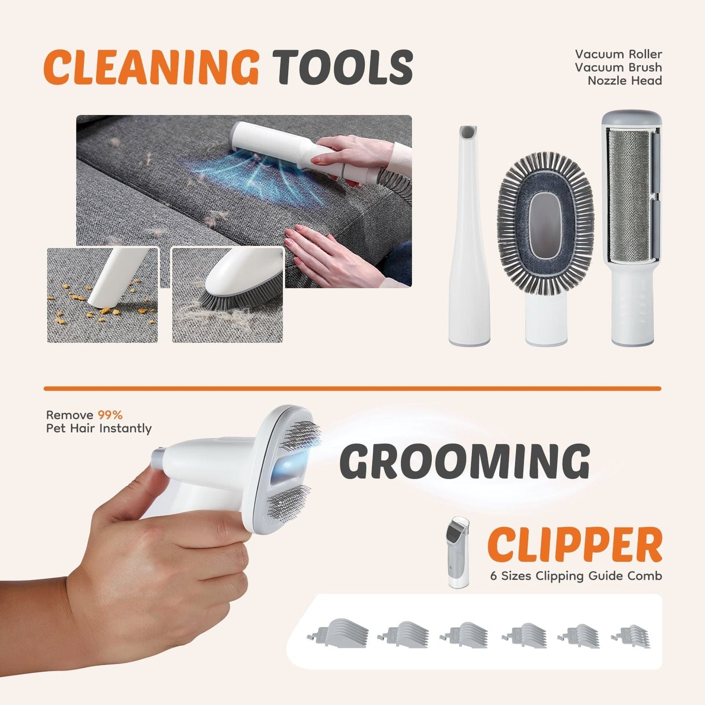 Professional Dog Grooming Clippers with 2.5L Cup, 3 Suction Modes groomer