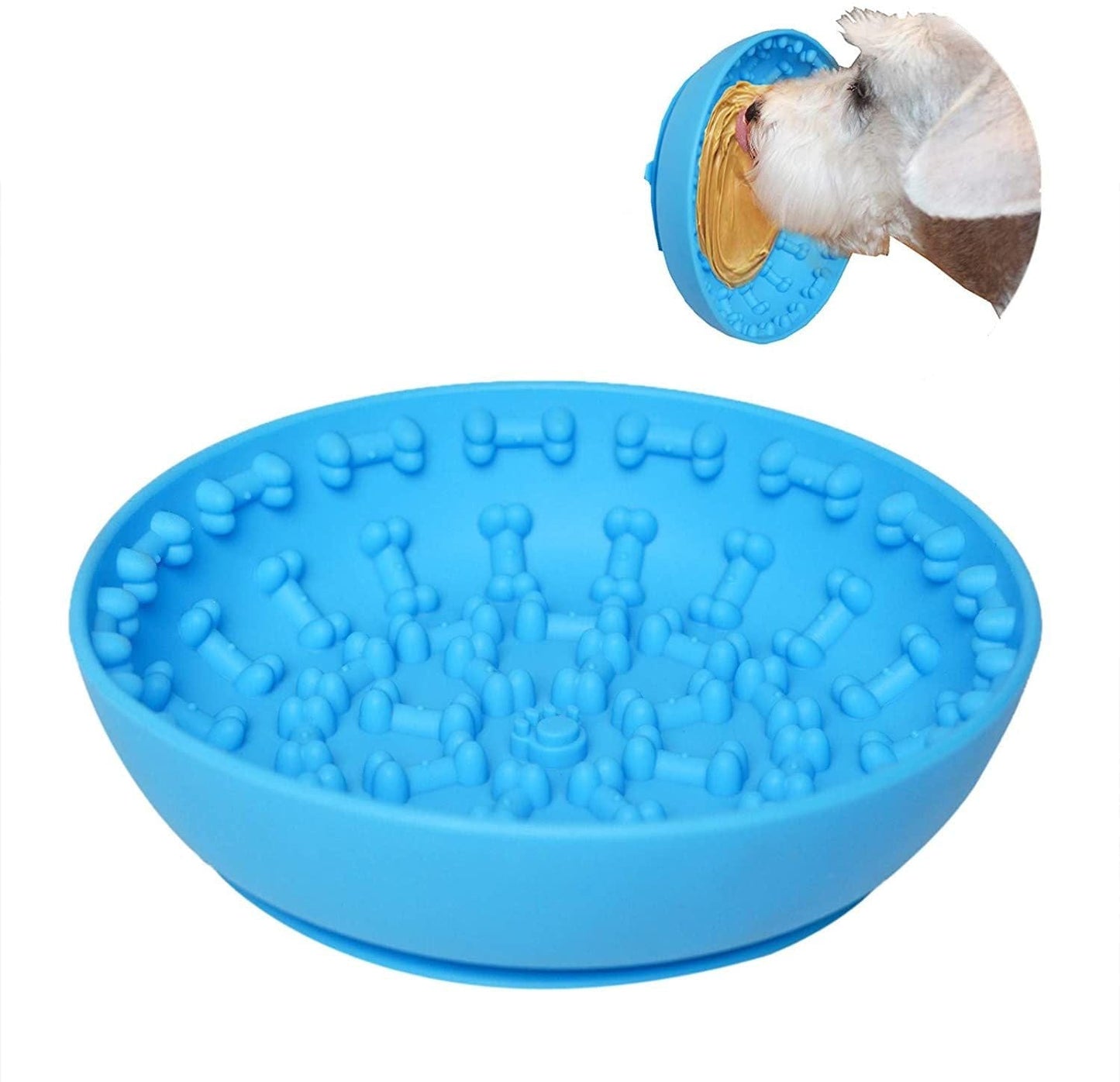 Pet Dog Slow Bowl Feeder Bowls with Suction Cup, Interactive for Boredom Anxiety Reduction, Distractor Toy, Preventing Choking Healthy Bone Design Bowl Wall mount
