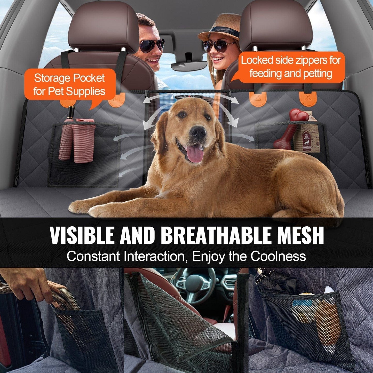 VEVOR 57.4 x 30.3 in Dog Car Seat Cover for Back Seat Waterproof 600D for Truck #6