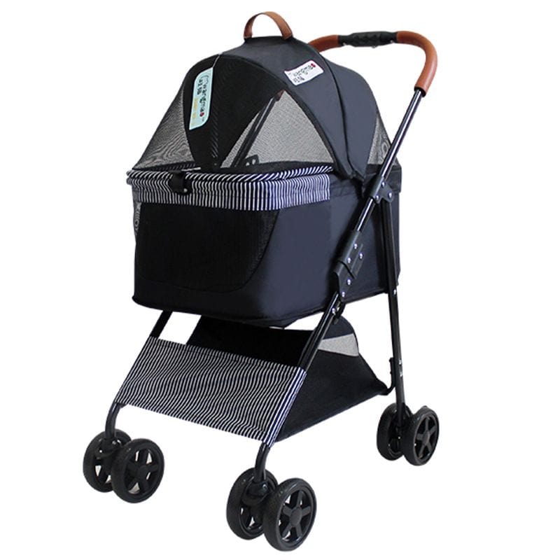 Black Portable Pet Stroller Cat Trolley, Dog Travel Cart Pram