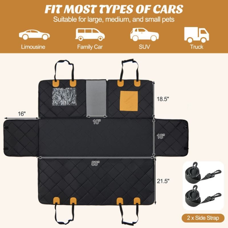 Waterproof Pet Seat Protector Dog Car Seat Cover for Back Seat Flat View of Dog Car Seats