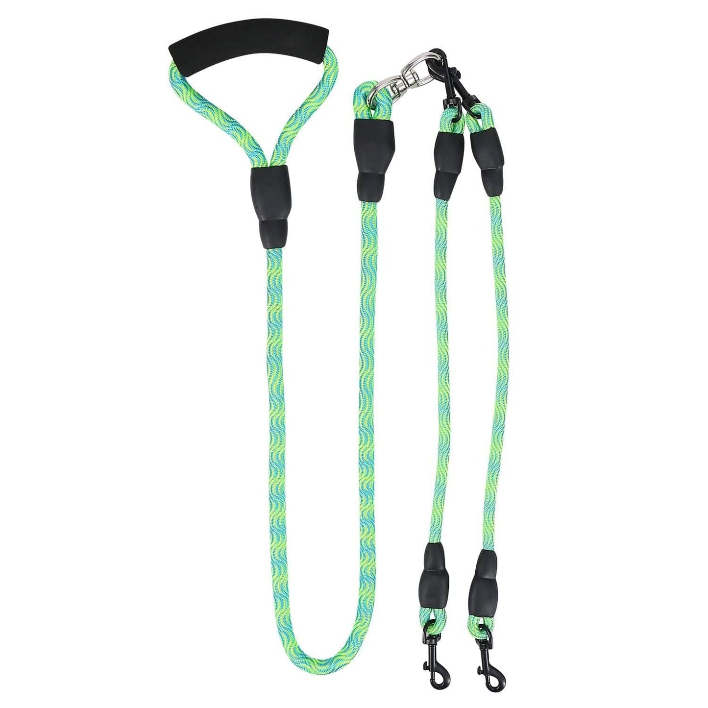 Double Dogs Leash No-Tangle Dogs Lead Reflective Dogs Walking Leash w/ Swivel Coupler Padded Handle For easy walking