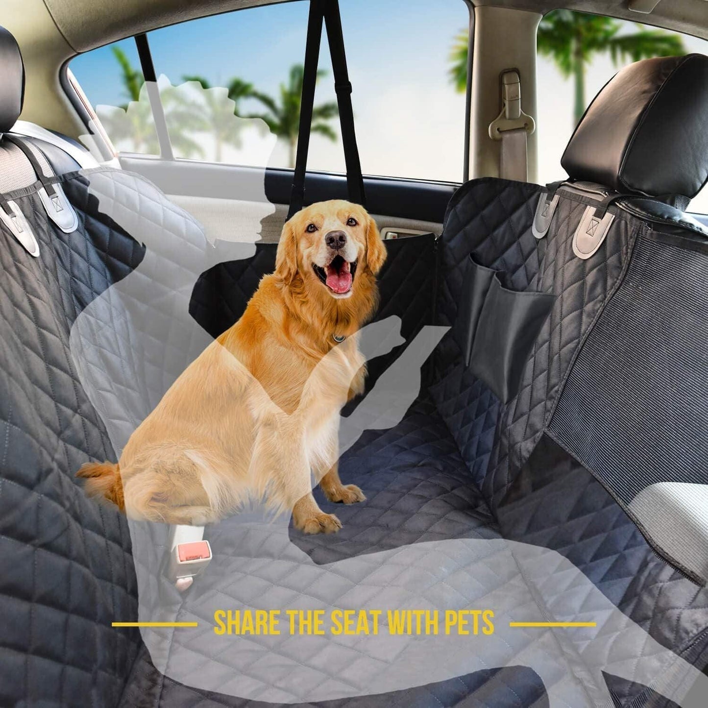 Waterproof Pet Carriers Scratch-resistant Durable Cat Dog Car Seat Cover Folding Non-slip Car Backseat Safety Protection Pad Cat In Use