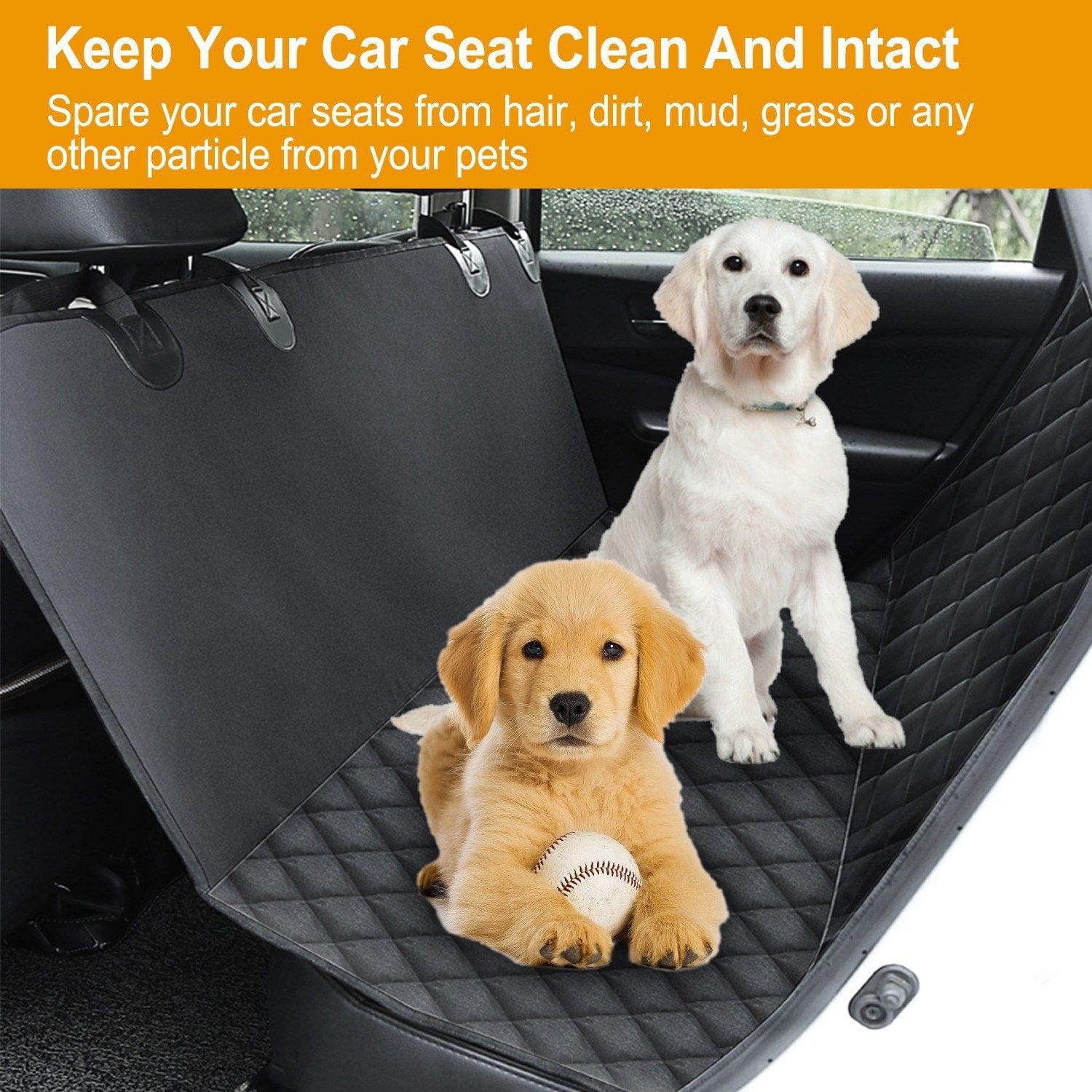 Waterproof Dog Car Seat Cover Scratchproof Pet Hammock Protector Rear Seat Mat Seatbelt Easy Clean