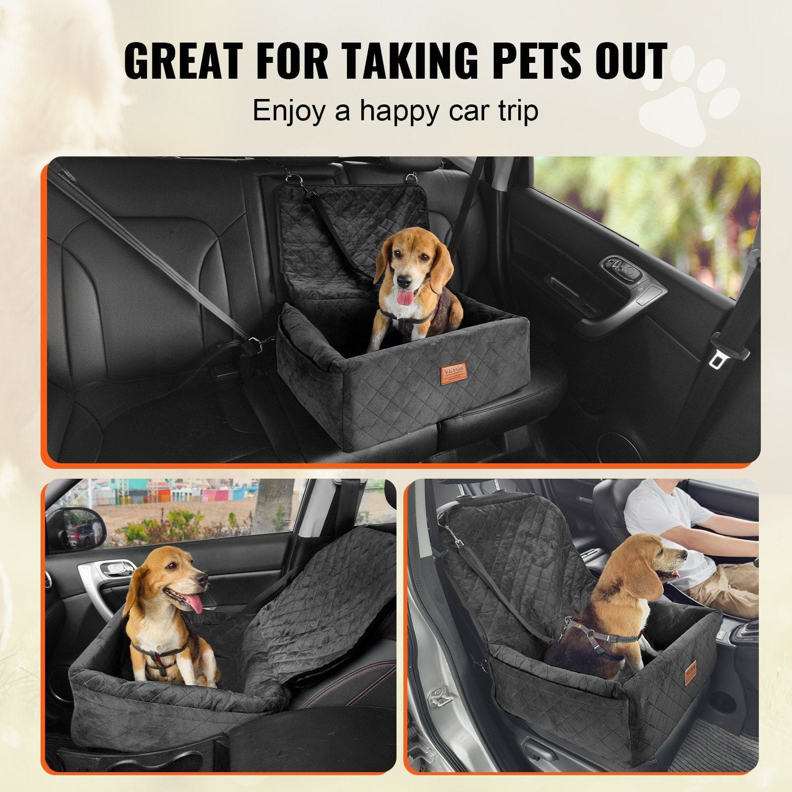 VEVOR Dog Booster Car Seat Pet Car Seat for Small Medium Dog up to 40 lbs Black #6