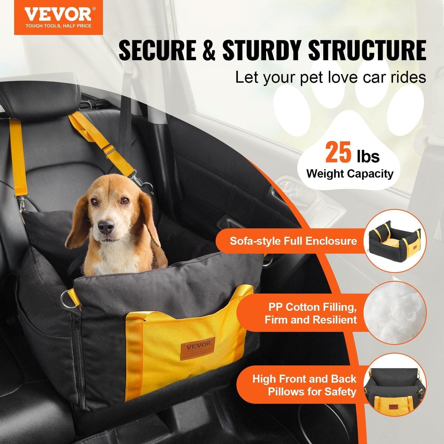 VEVOR Dog Booster Car Seat Pet Car Seat for Small Dog up to 25lbs Black #2