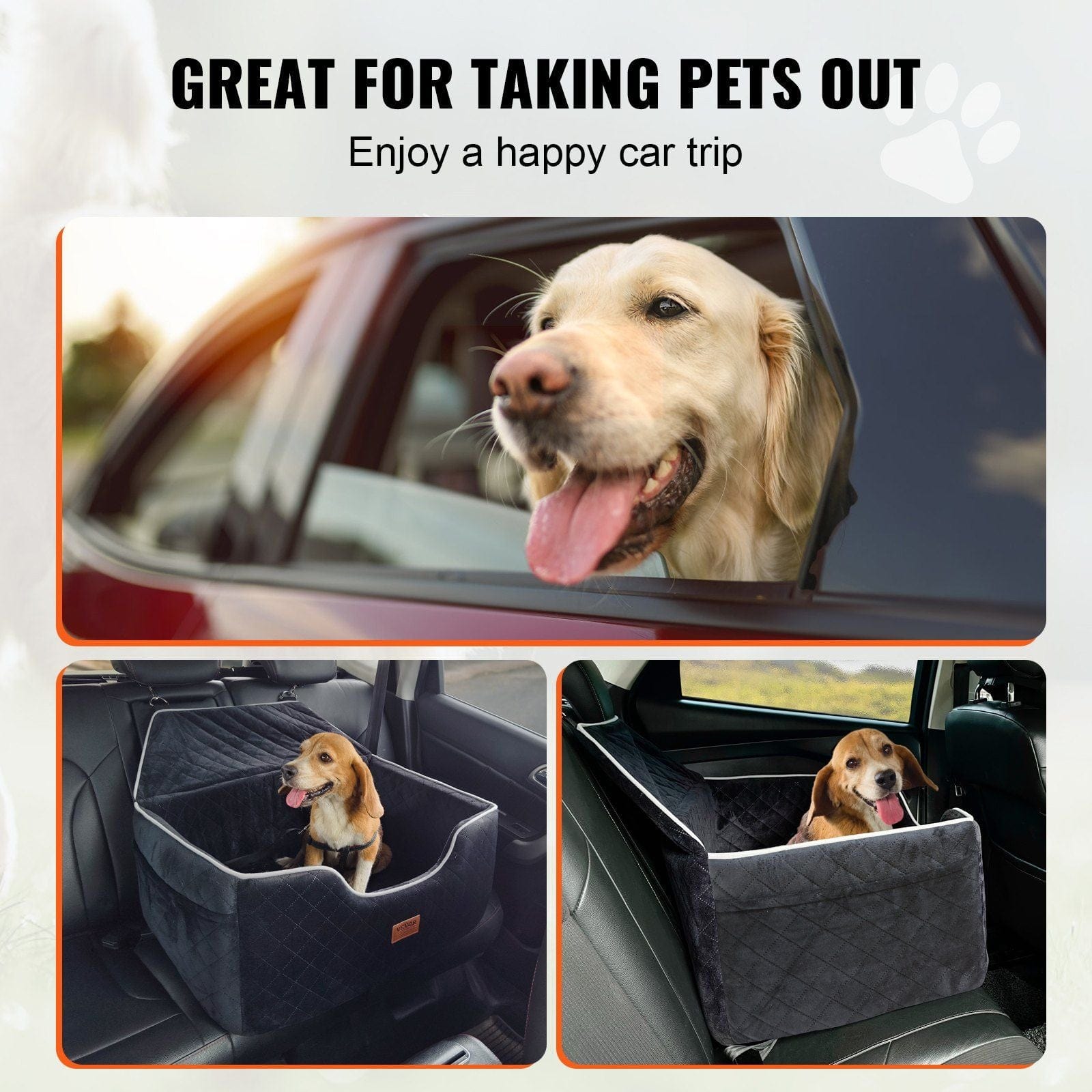 Dog Booster Car Seat Pet Car Seat for Medium Large Dog up to 55 lbs Black #6