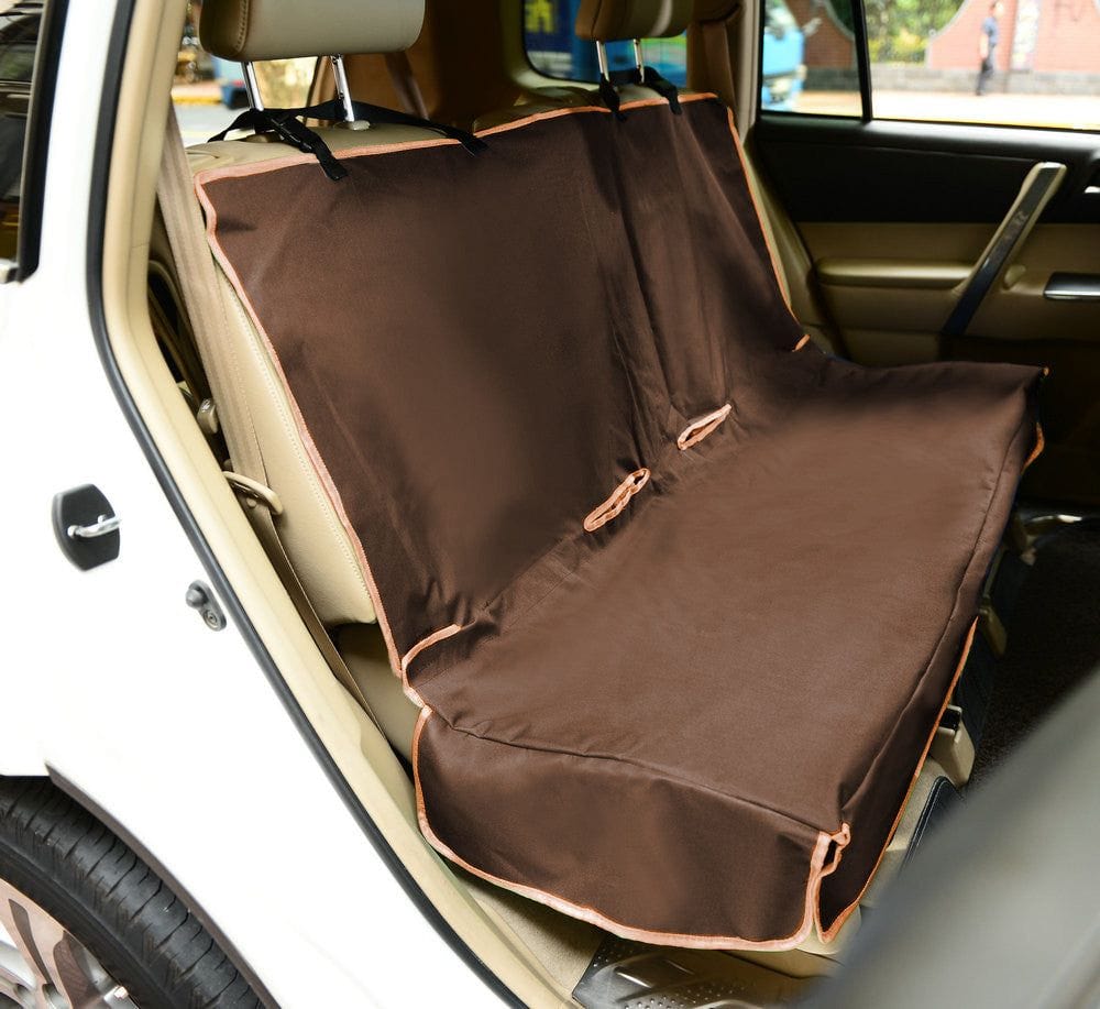 Pet Life Open R oad Mess-Free Back Seat Safety Car Seat Cover Protector For Dog, Cats, And Children Full View Brown