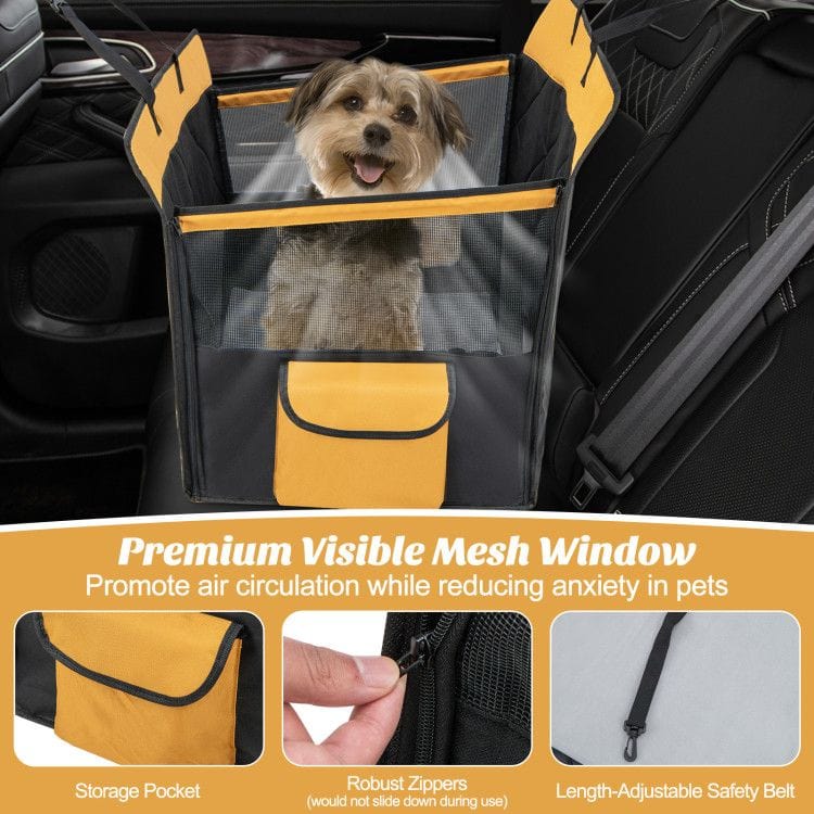 Dog Car Seat Cover for Small and Medium Dogs with Mesh Window Mesh Window