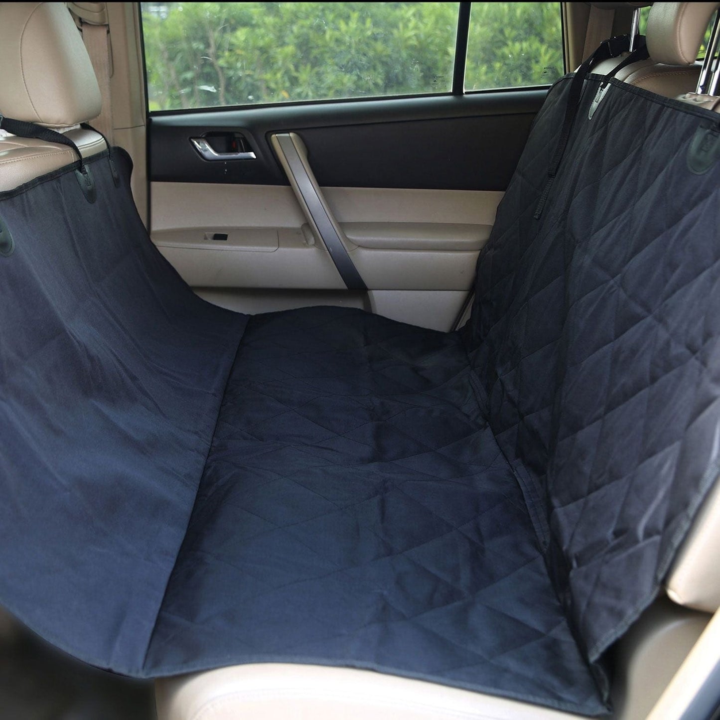 Waterproof Dog Car Seat Cover Scratchproof Pet Hammock Protector Rear Seat Mat Seatbelt Blue Color