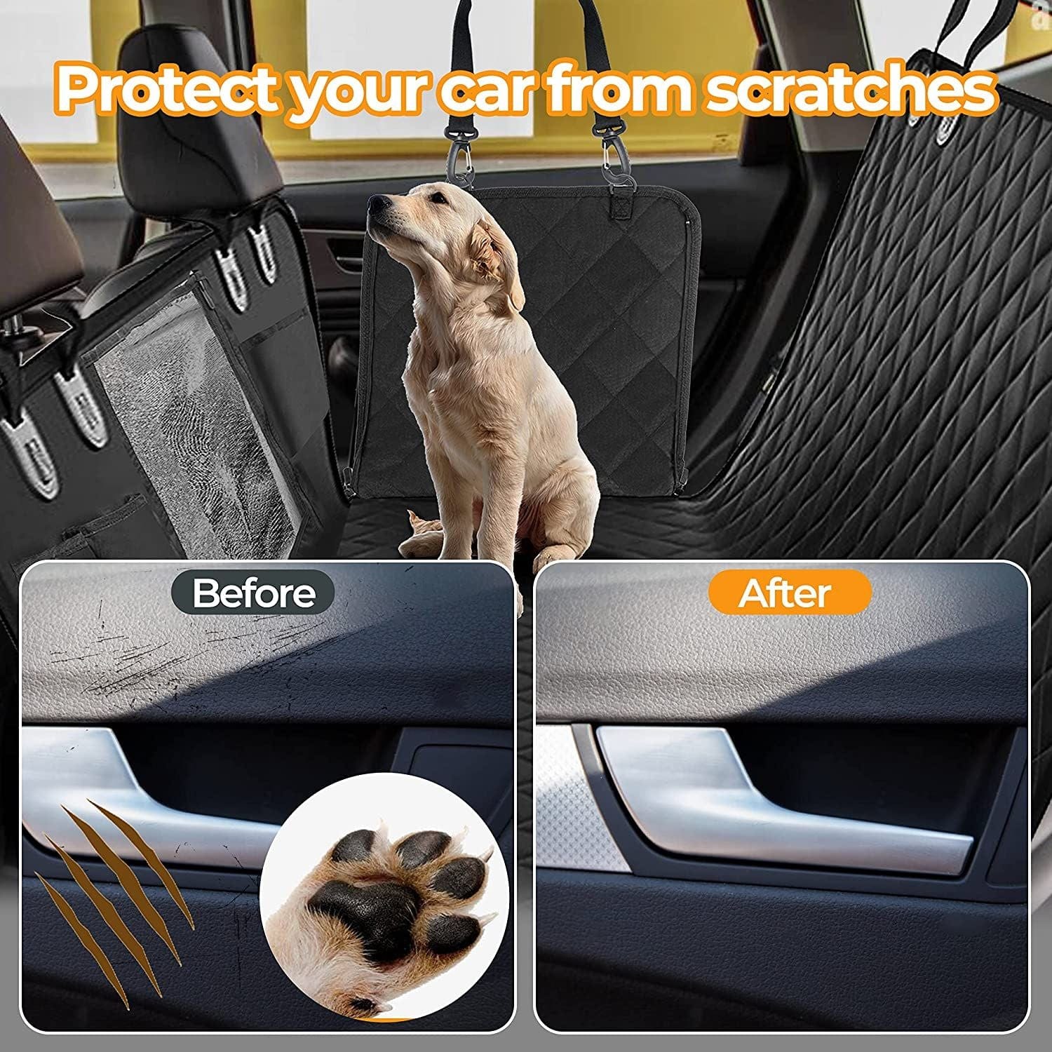 Simple Deluxe Dog Car Seat Cover for Back Seat,00% Waterproof Pet Seat Protector with Mesh Window, Scratchproof & Nonslip Dog Hammock for Cars, Trucks, SUVs, Standard Seat Protection