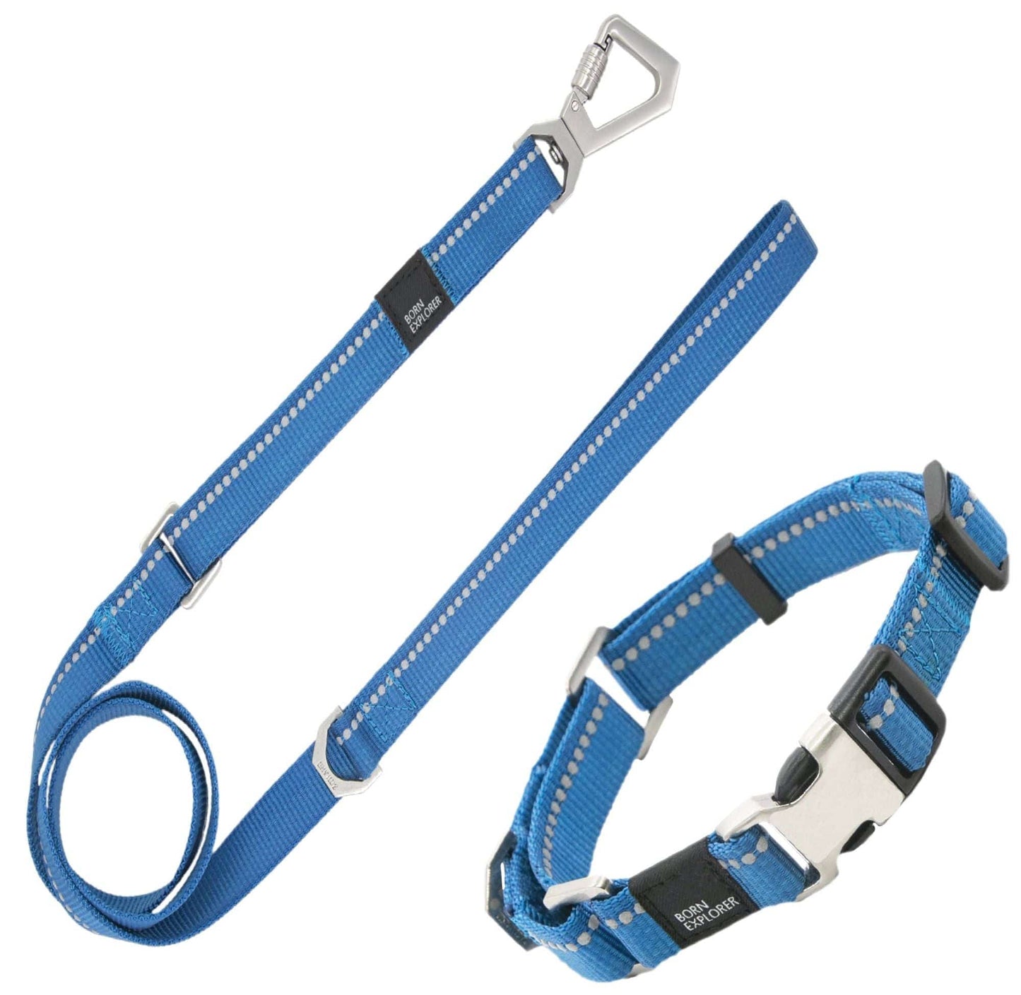 Pet Life 'Advent' Outdoor Series 3M Reflective 2-in-1 Durable Martingale Training Dog Leash and Collar blue set