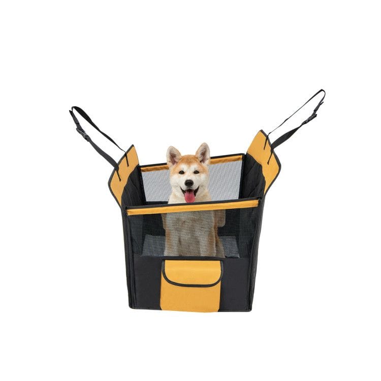 Dog Car Seat Cover for Small and Medium Dogs with Mesh Window Outside of Car View