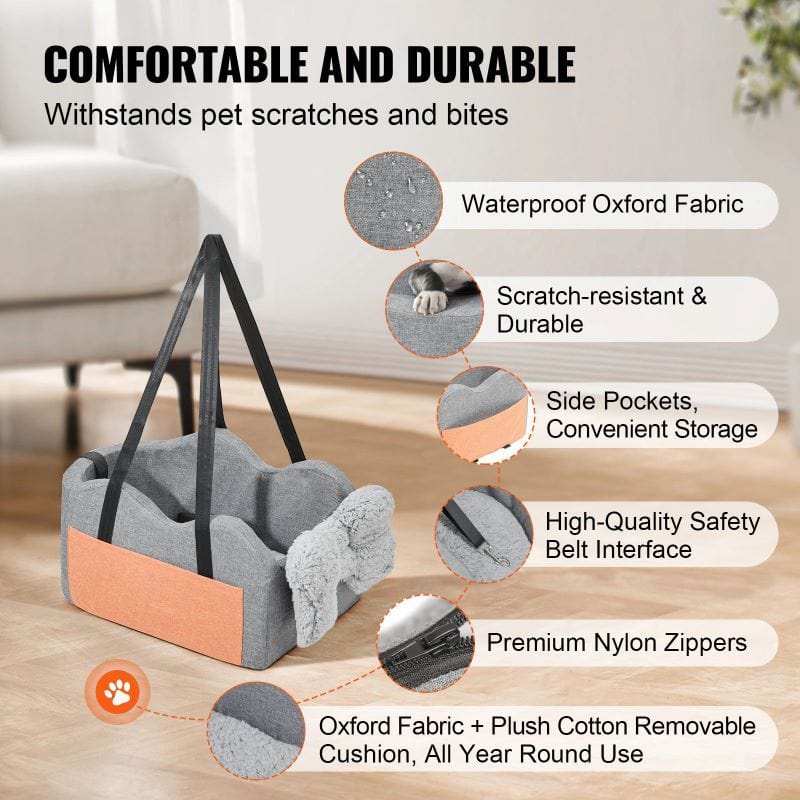 Pet Car Seat Dog Booster Car Seat for Small Dog Has Side Pockets