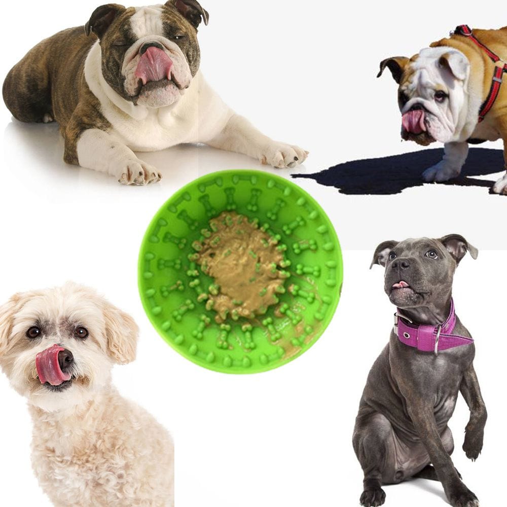 Pet Dog Slow Bowl Feeder Bowls with Suction Cup, Interactive for Boredom Anxiety Reduction, Distractor Toy, Preventing Choking Healthy Bone Design Bowl With 4 Dogs