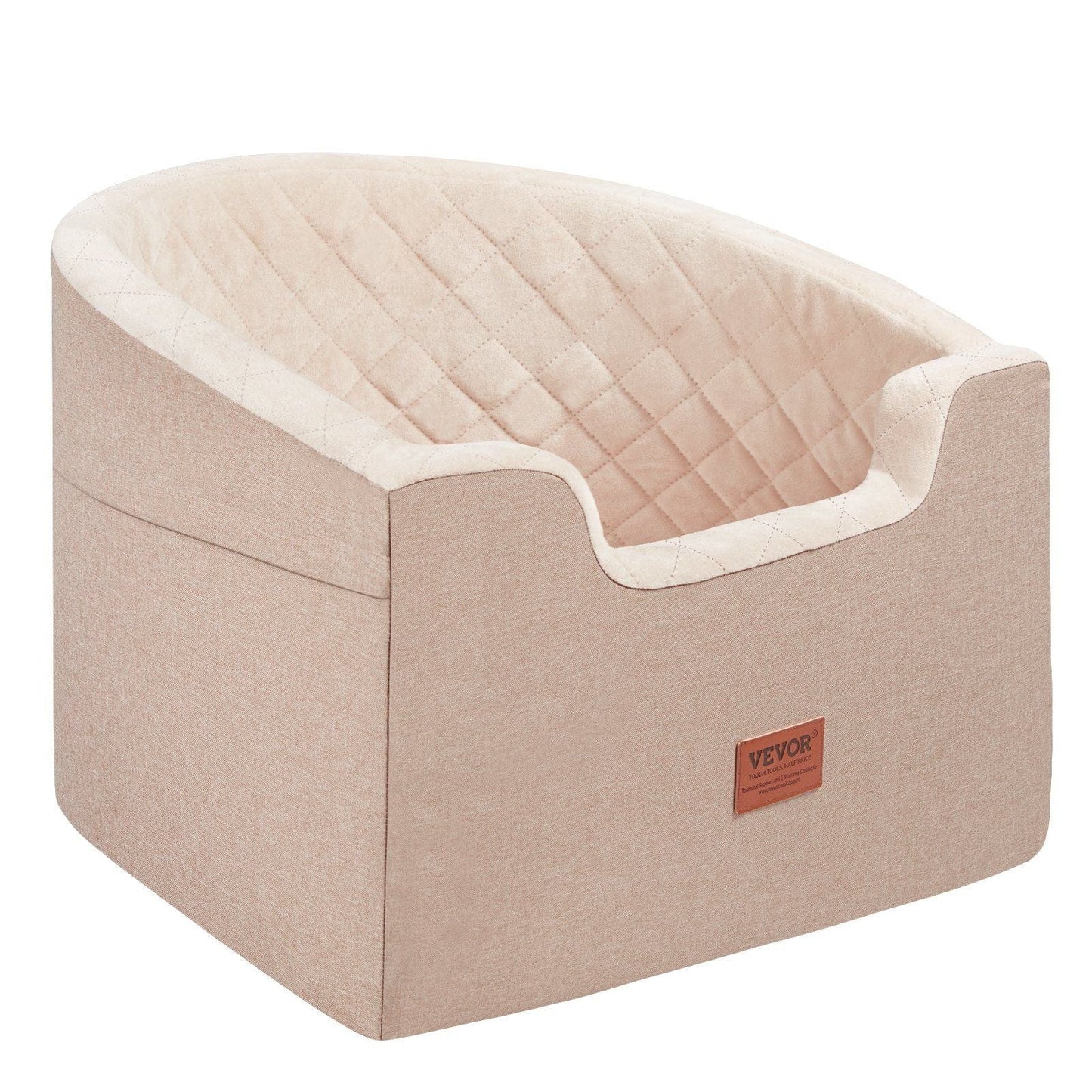 beige quilted dog car seat