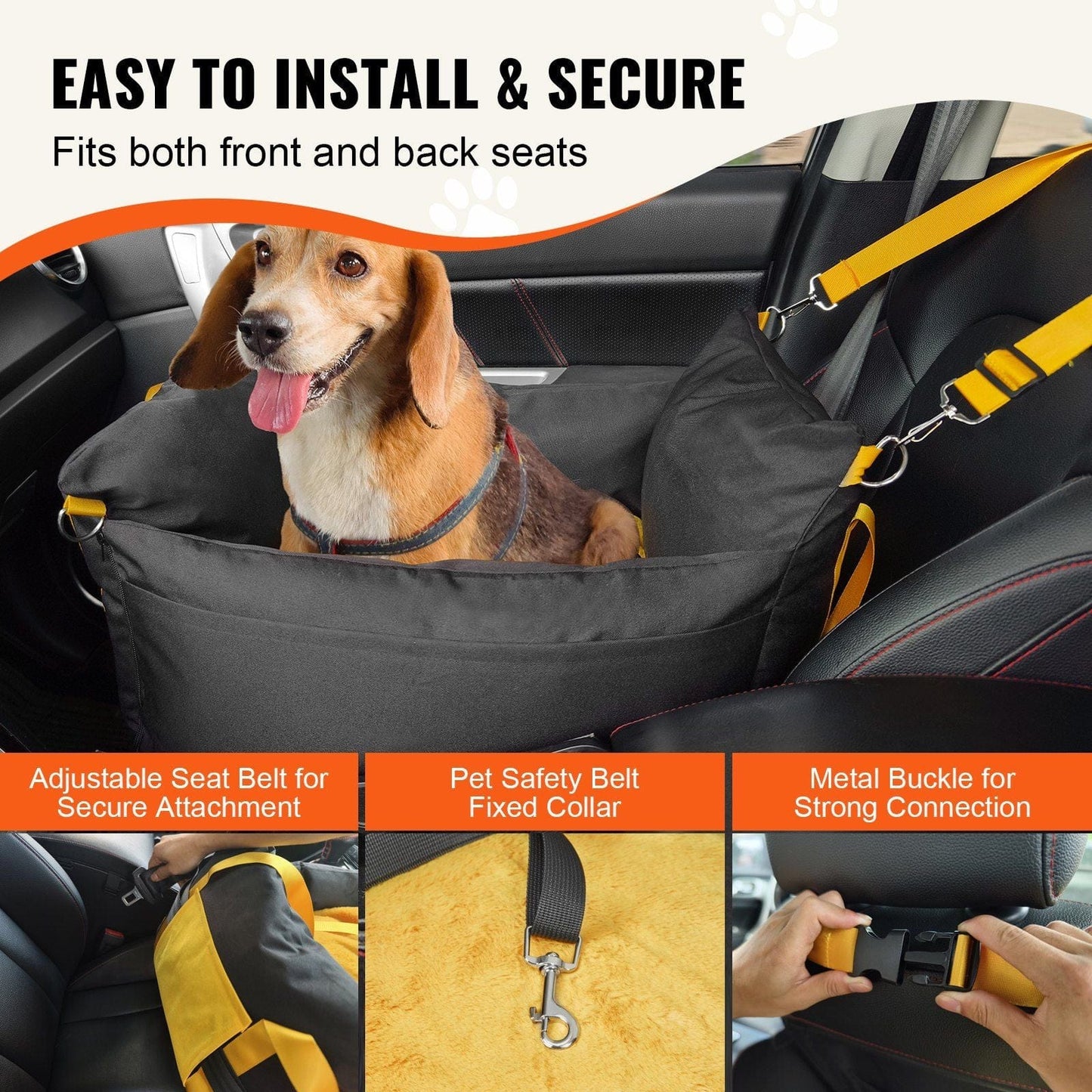 VEVOR Dog Booster Car Seat Pet Car Seat for Small Dog up to 25lbs Black #4