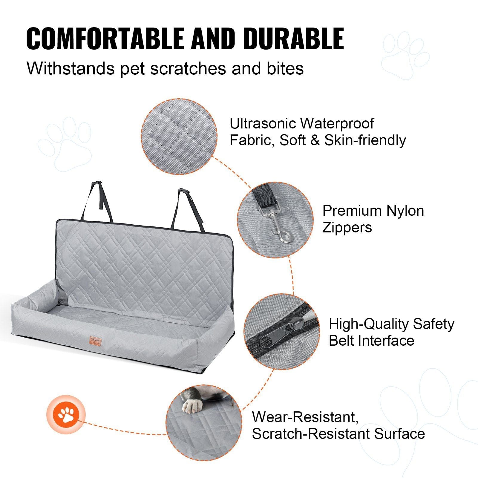 Dog Booster Car Seat Pet Car Seat for Medium Large Dog up to 100 lbs Gray #3