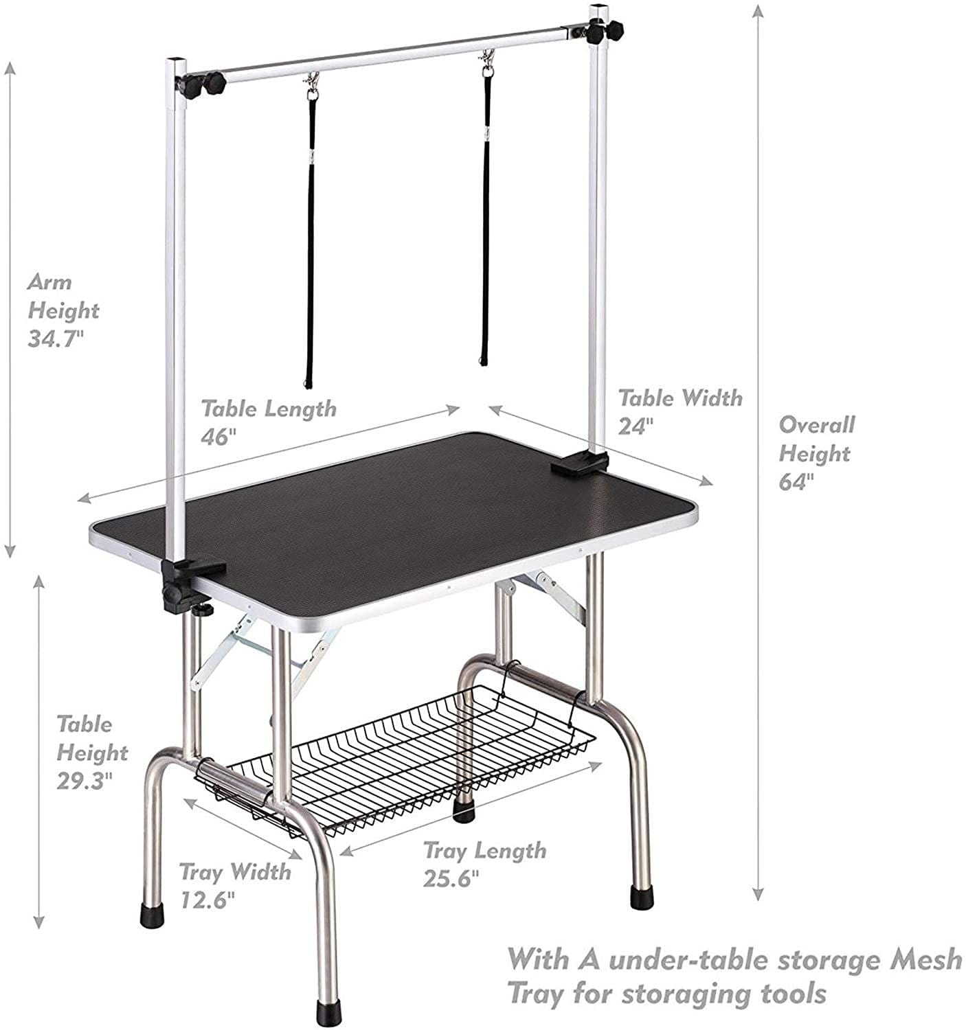 Professional Dog Pet Grooming Table Large Adjustable Heavy Duty Portable w/Arm & Noose & Mesh Tray - 13 of 13
