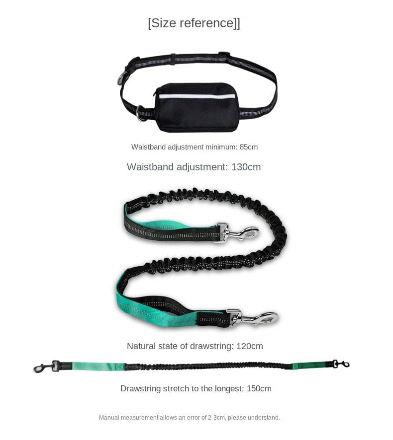 Hands Free Dog Leash with Pouch; Dual Padded Handles and Durable Bungee for Walking; Jogging and Running Your Dog