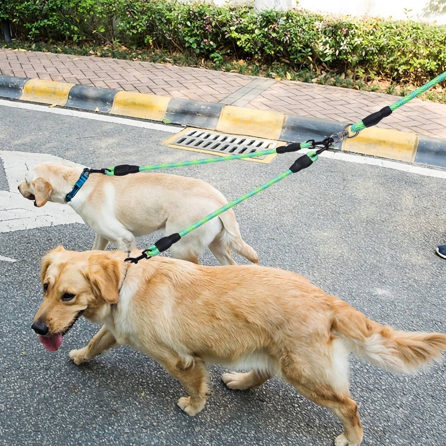 Two Dogs Leash No-Tangle Dogs Lead Reflective Dogs Walking Leash w/ Swivel Coupler Padded Handle