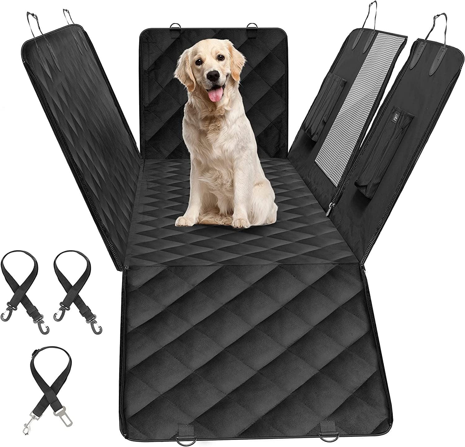 Simple Deluxe Dog Car Seat Cover for Back Seat, 100% Waterproof Pet Seat Protector with Mesh Window, Scratchproof & Nonslip Dog Hammock for Cars, Trucks, SUVs, Standard Main View