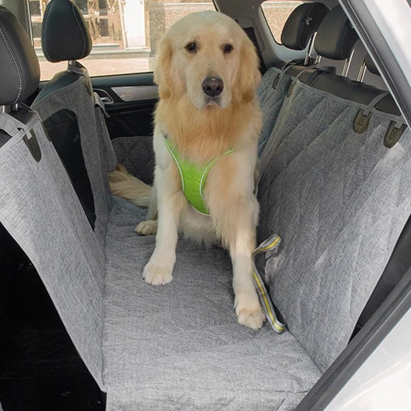 Waterproof Pet Dog Car Back Seat Cover with Storage Bag And Dog Displayed