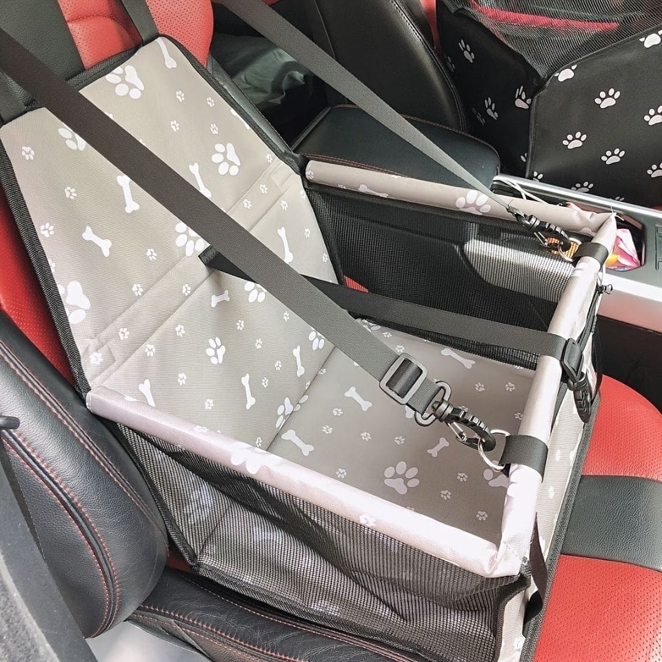 Pet Dogs Car Booster Seat Travel Carrier Cage; Oxford Breathable Folding Soft Washable Travel Bags Belted View