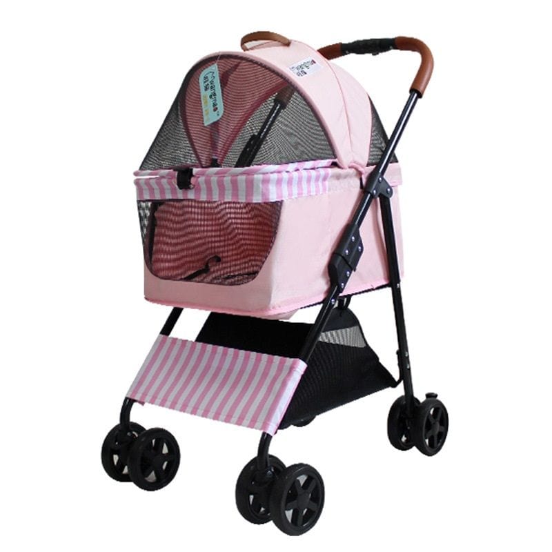 Pink Portable Pet Stroller Cat Trolley, Dog Travel Cart Pram