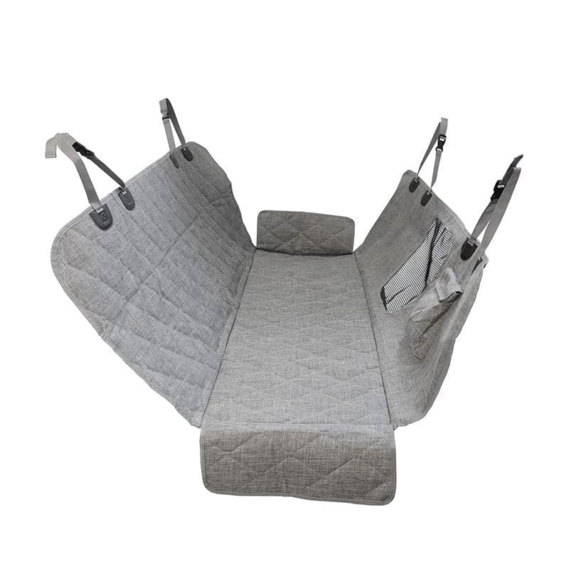 Waterproof Pet Dog Car Back Seat Cover with Storage Bag Gray Main View