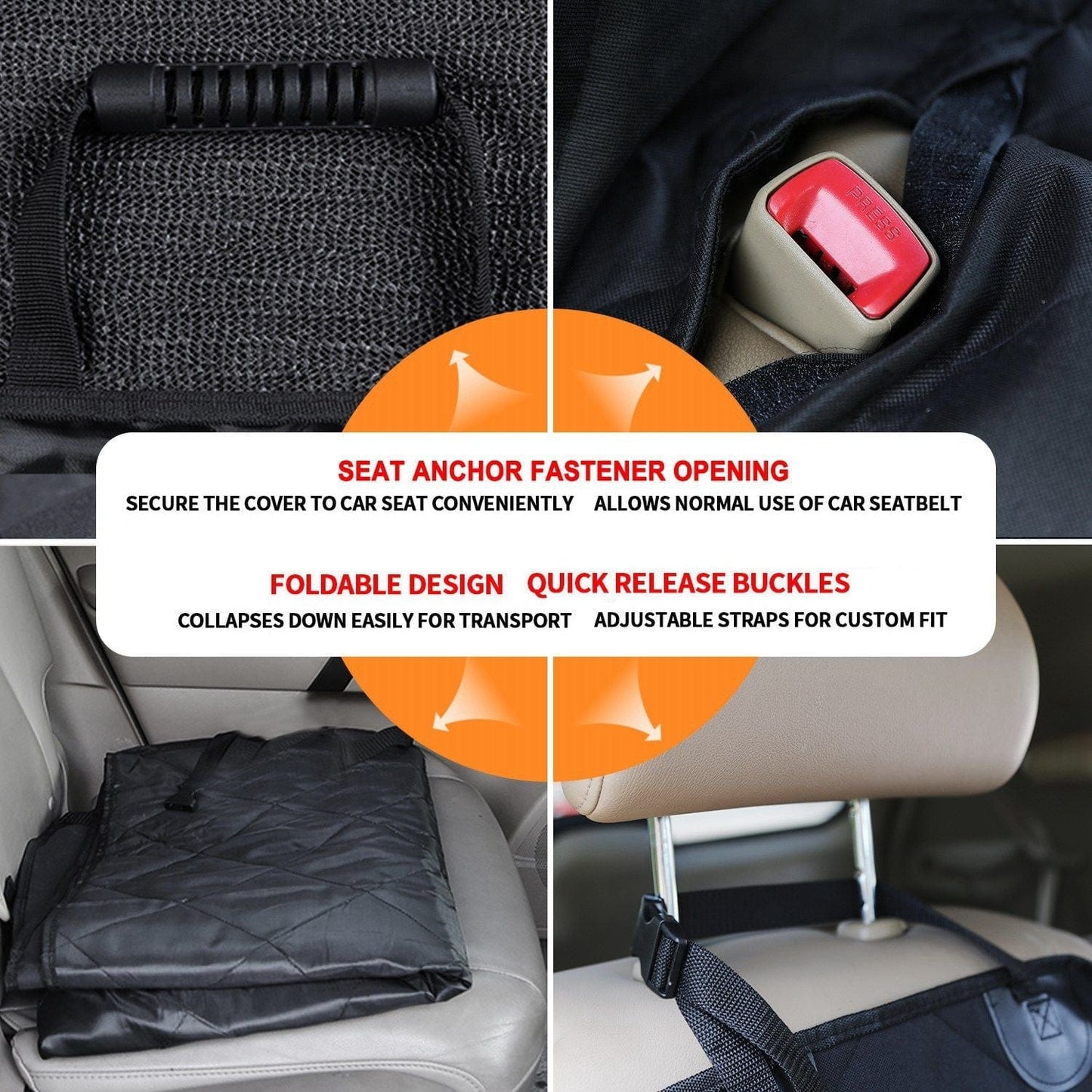 Waterproof Dog Car Seat Cover Scratchproof Pet Hammock Protector Rear Seat Mat Seatbelt Quick release buckles