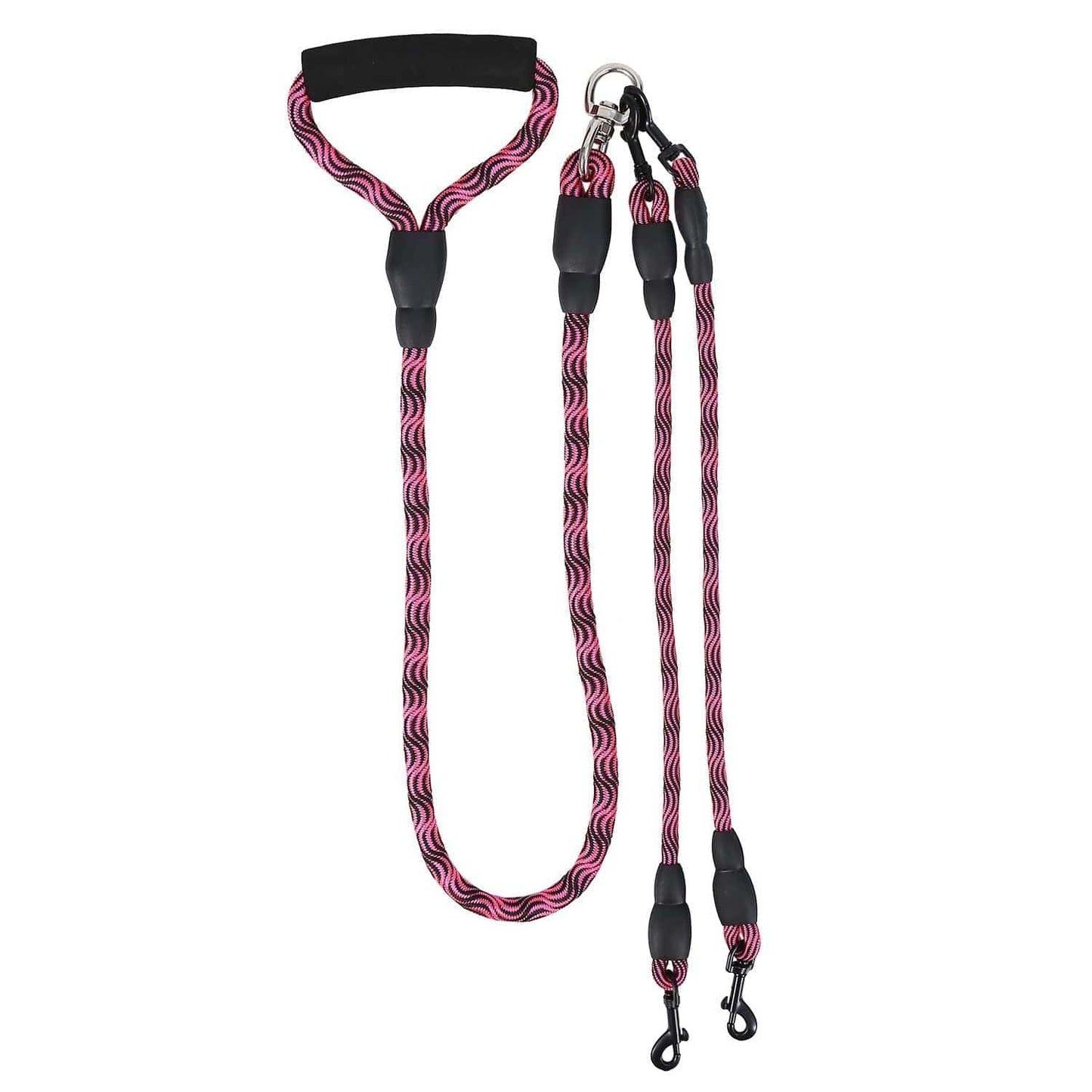 Double Dogs Leash No-Tangle Dogs Lead Reflective Dogs Walking Leash w/ Swivel Coupler with Soft Padded Handle