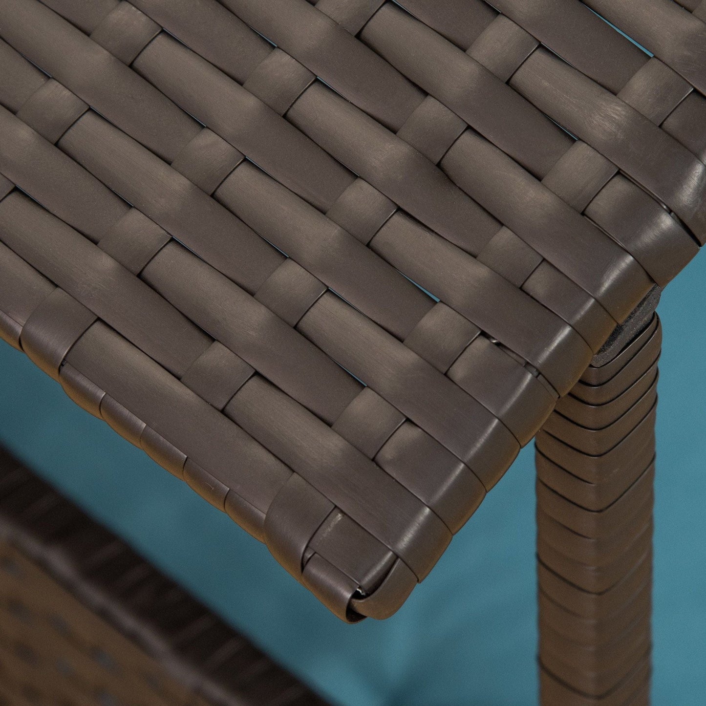 Wicker Dog House Elevated Raised Rattan Bed for Indoor/Outdoor with Removable Cushion Lounge, Blue Roof view